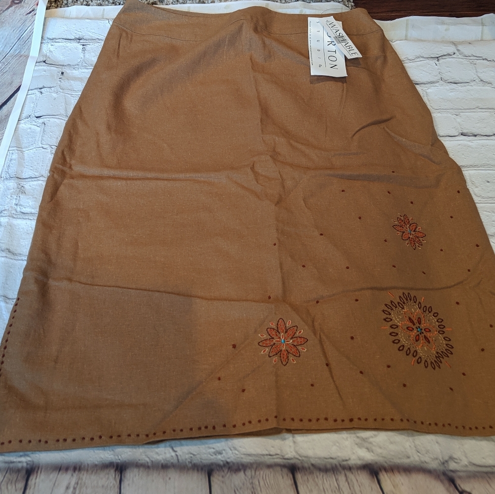 Norton studio embroidered linen skirt‎